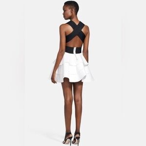 Robert Rodriguez Black and White Cut Out Backless Dress